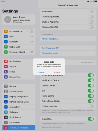 If you turn on the function, press Enable. If you turn on the function, press Enable.
