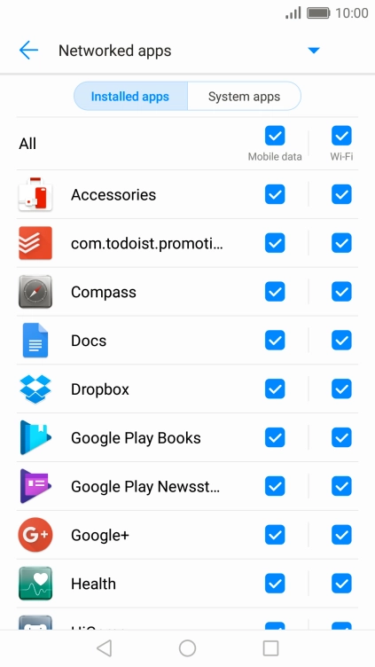 Press the field next to the application name in the 
