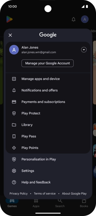 Press Manage apps and device.