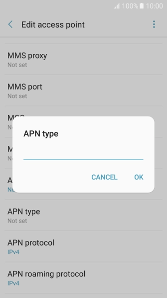 Key in default and press OK.
