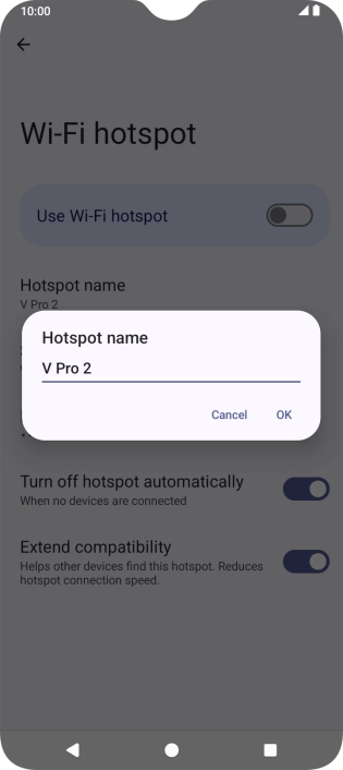 Key in the required Wi-Fi hotspot name and press OK.