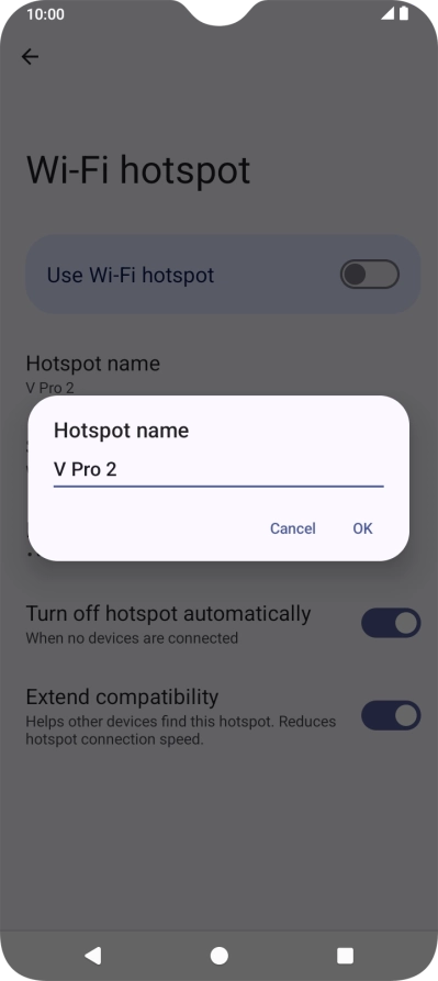 Key in the required Wi-Fi hotspot name and press OK.