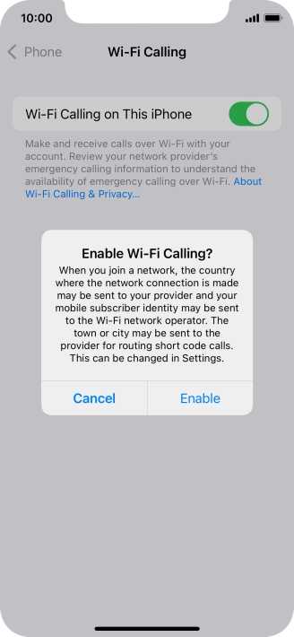 If you turn on the function, press Enable.