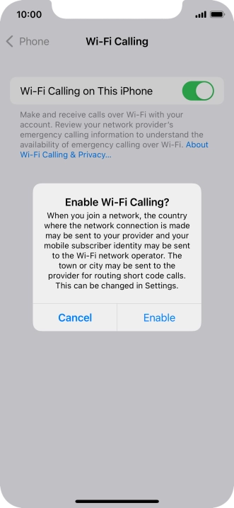If you turn on the function, press Enable.