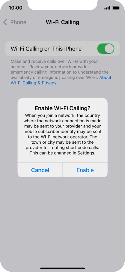 If you turn on the function, press Enable.