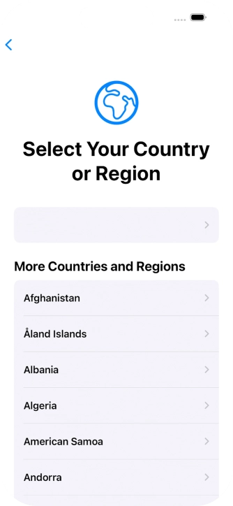 Press the required country or area.