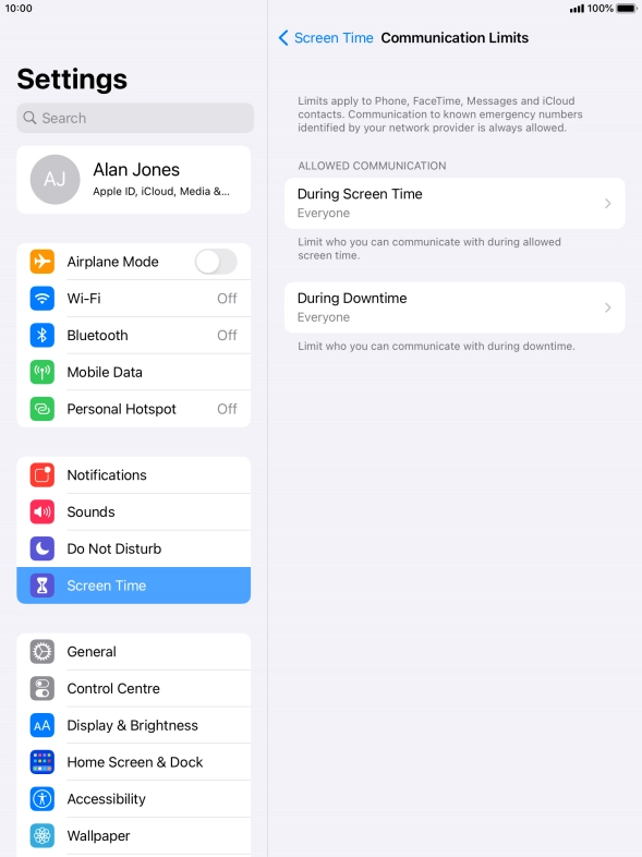 Press During Screen Time.