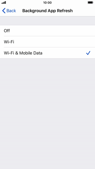 To turn off background refresh of apps, press Off.