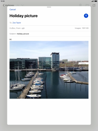 Press the send icon when you've finished your email message.