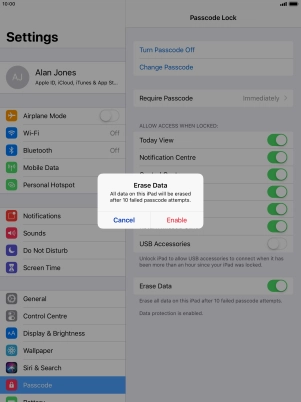 If you turn on the function, press Enable.