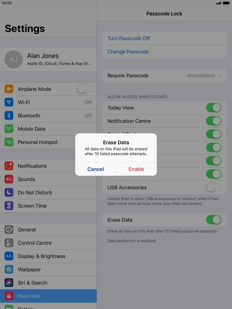 If you turn on the function, press Enable.