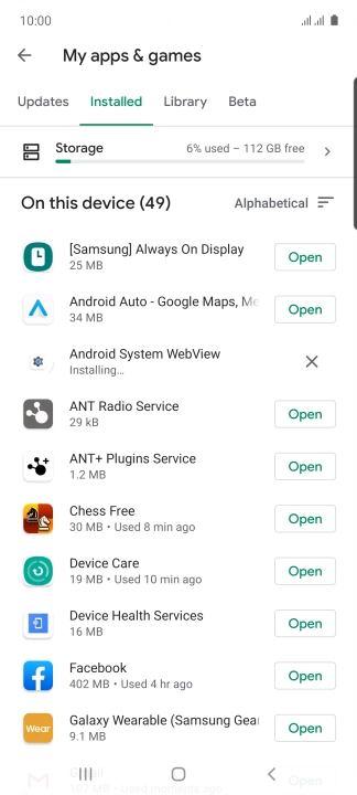 Press the required app.