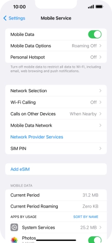 Press Mobile Data Options.