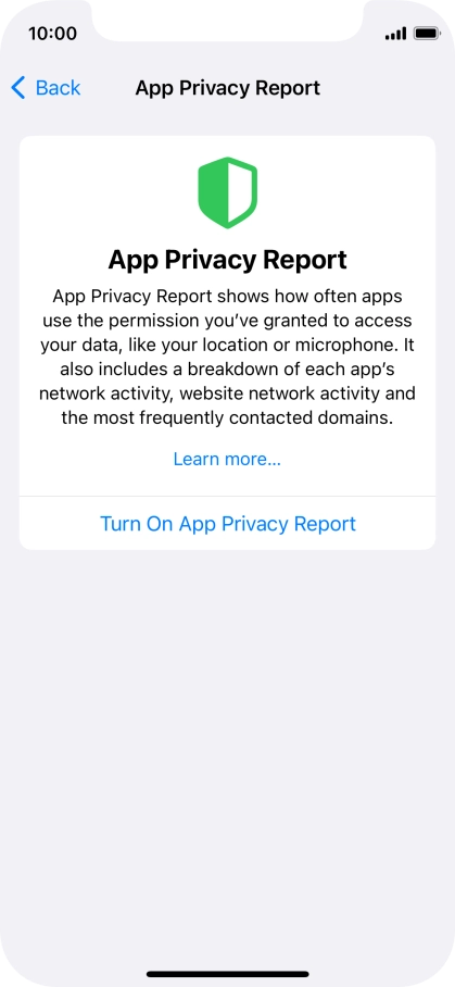 Press Turn On App Privacy Report to turn on the function.