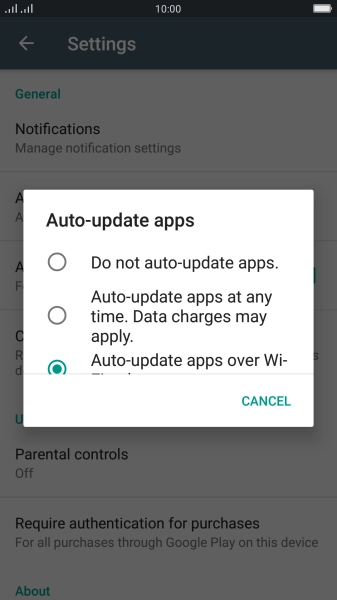 To turn off automatic update of apps, press Do not auto-update apps..