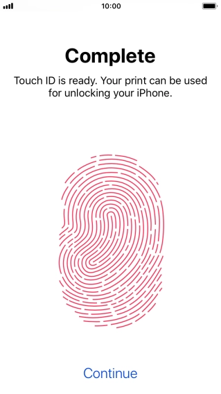 Press Continue. If you haven't previously selected a phone lock code, key in a code of your own choice twice.