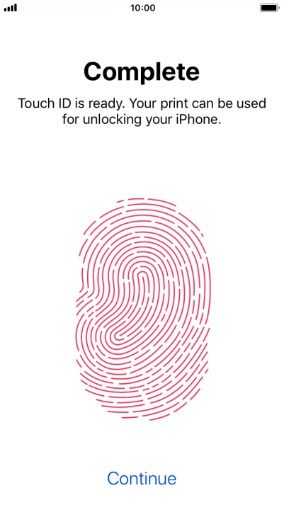 Press Continue. If you haven't previously selected a phone lock code, key in a code of your own choice twice.