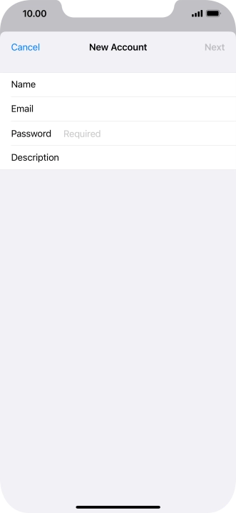 Press Password and key in the password for your email account.