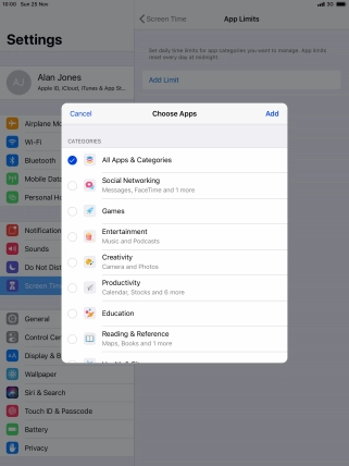 Press the required categories.