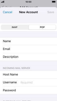 Press Username and key in the username for your email account.