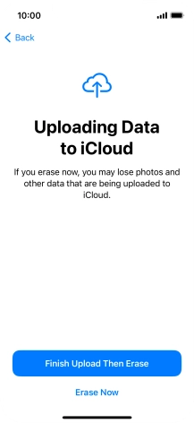 Press the required setting.
