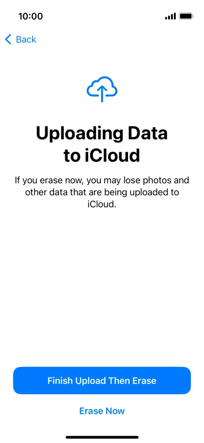 Press the required setting.