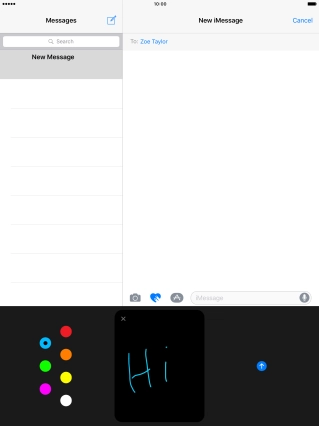 Press the send icon when you've finished your iMessage. Press the send icon when you've finished your iMessage.