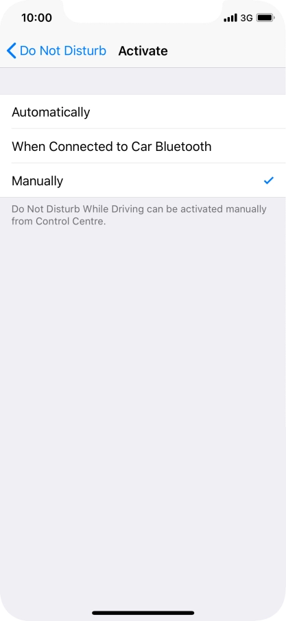 Press the required setting.