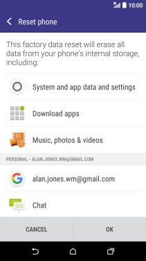 Press OK. Wait a moment while the factory default settings are restored. 
Follow the instructions on the screen to set up your phone and prepare it for use.