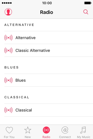 Press the required radio channel to start playback of other streaming radio channels.
