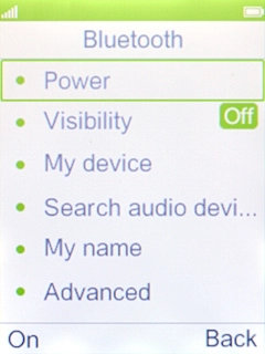 Select Power to turn on Bluetooth. Select Power to turn on Bluetooth.