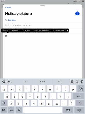 Press Insert Photo or Video and follow the instructions on the screen to attach a picture or a video clip. Press Insert Photo or Video and follow the instructions on the screen to attach a picture or a video clip.