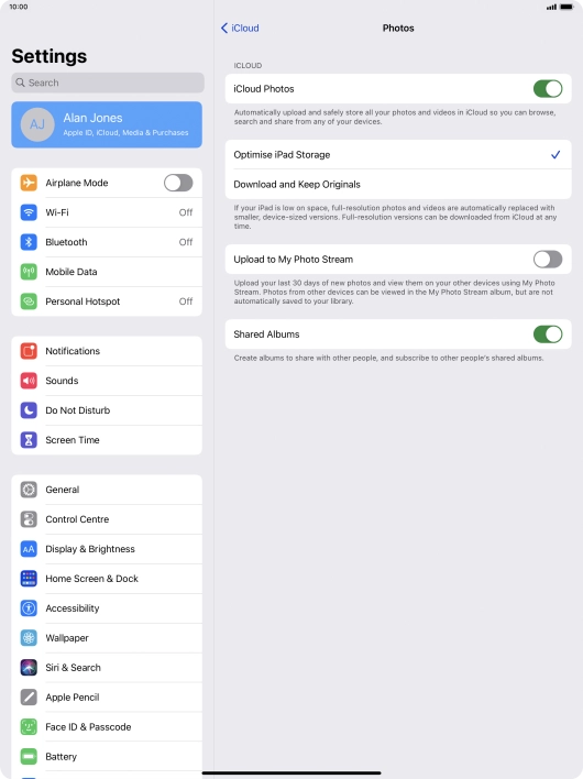 Press the indicator next to 