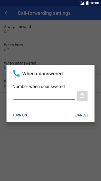 Key in +61414121121 and press TURN ON.