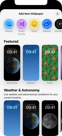 Press the required category and follow the instructions on the screen to select the required background image.