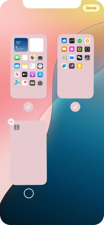 Press the delete icon next to the required home screen page.