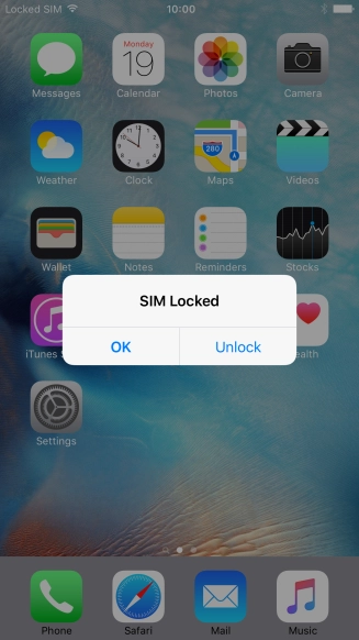If your SIM is locked, press Unlock.