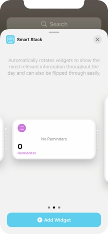 Slide your finger right or left on the screen to select the required widget size.