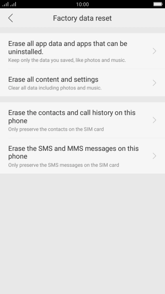 Press Erase all content and settings.