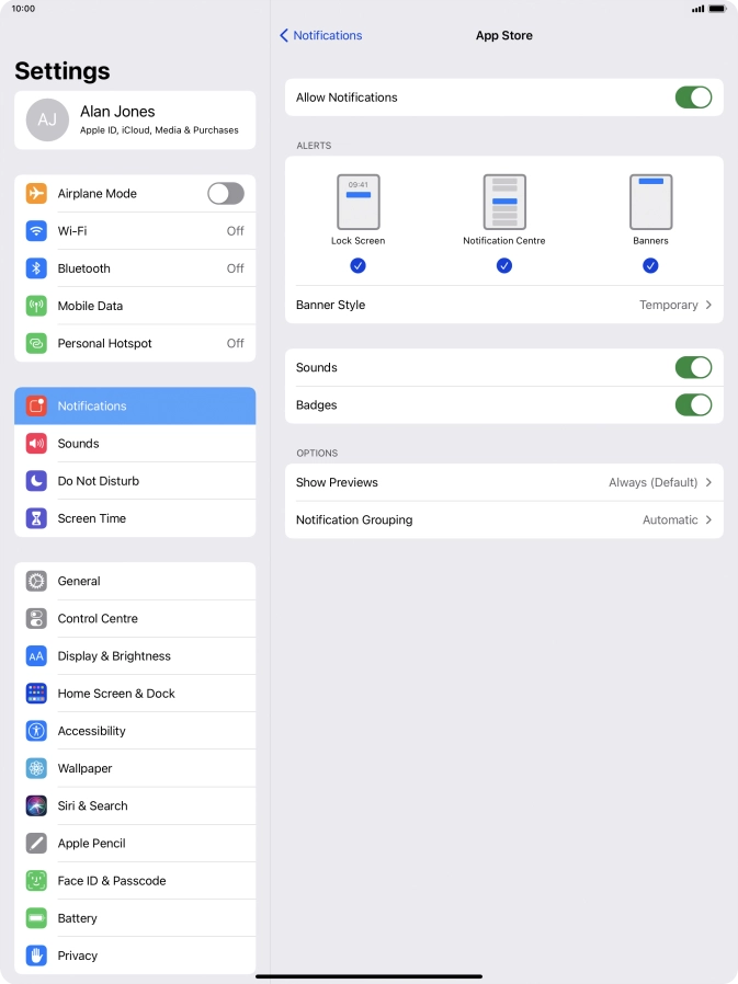 Press the indicator next to 