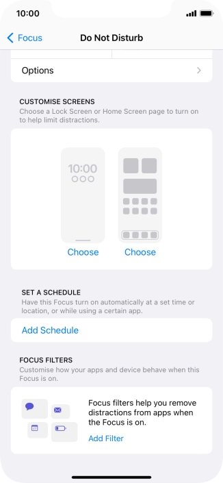 Press Add Schedule and follow the instructions on the screen to select settings for automatic activation of Do Not Disturb.