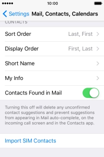 Press Import SIM Contacts.