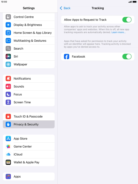 Press the indicator next to 