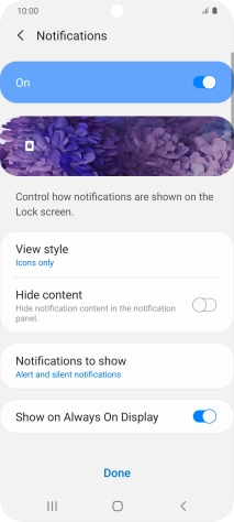 Press the indicators next to the required settings to turn them on or off.