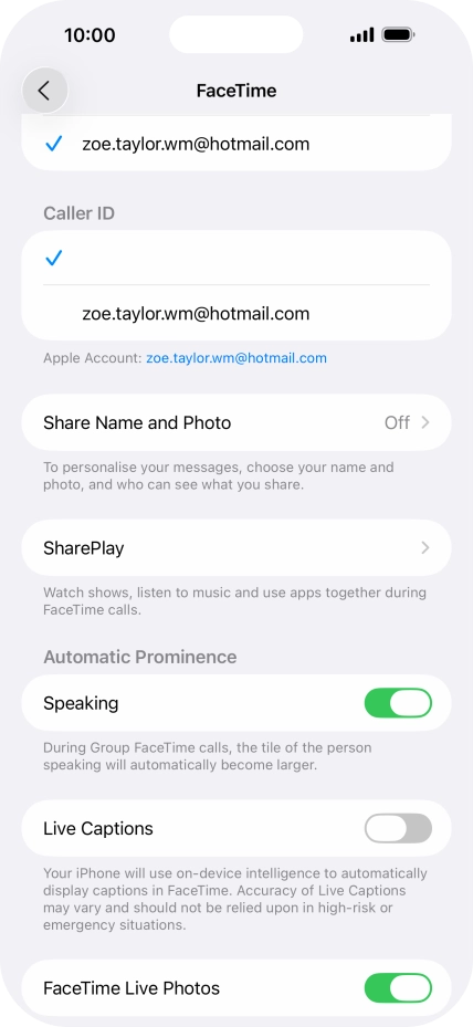 Press the required setting below 