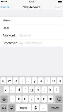 Press Password and key in the password for your email account.