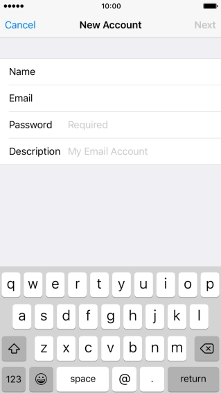 Press Password and key in the password for your email account.