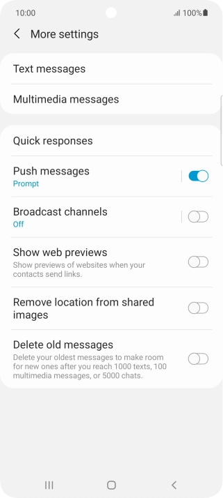 Press Text messages.