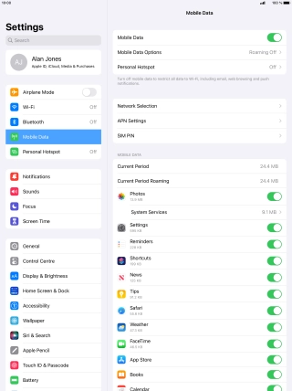 The total data usage is displayed next to Current Period.