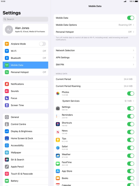 The total data usage is displayed next to Current Period.